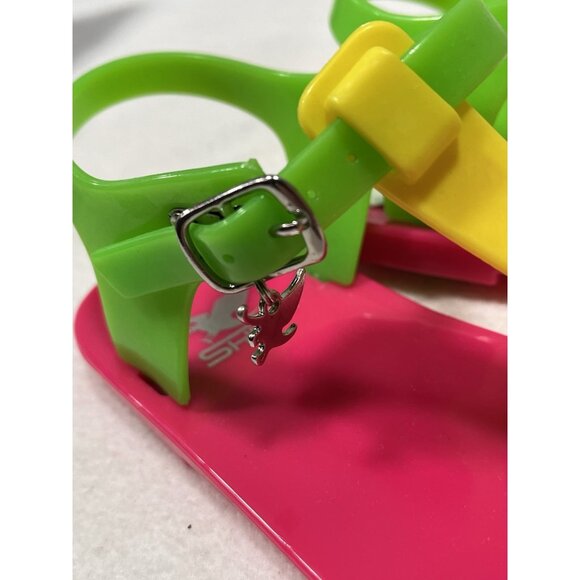 Girls Jelly Sandals Size 12 Shiekh IAN-IIS Pink Yellow Green New in Box - Picture 10 of 12
